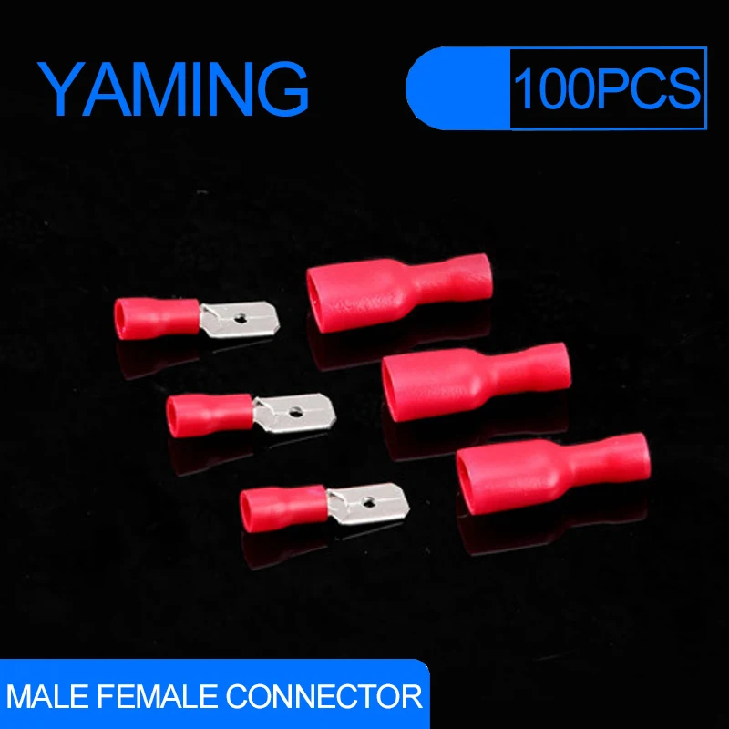 HOT 100pcs 50set/lot Red Male Female Connector Crimp Terminals FDD 1.25-250 MDD1.25-250 Wiring suit for 0.5-1.5 mm2/ 22-16 AWG
HOT 100pcs 50set/lot Red Male Female Connector Crimp Terminals FDD 1.25-250 MDD1.25-250 Wiring suit for 0.5-1.5 mm2/ 22-16 AWG