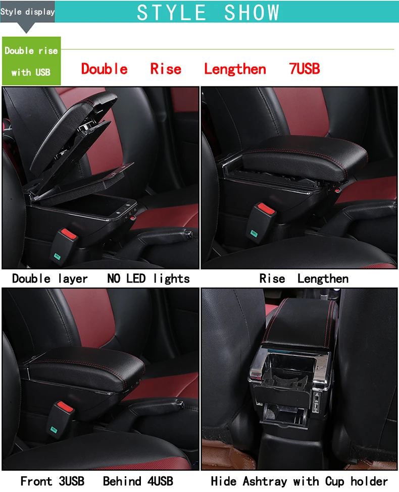 For Skoda Rapid armrest box central Store content box with cup holder ashtray Can rise with USB accessory
For Skoda Rapid armrest box central Store content box with cup holder ashtray Can rise with USB accessory