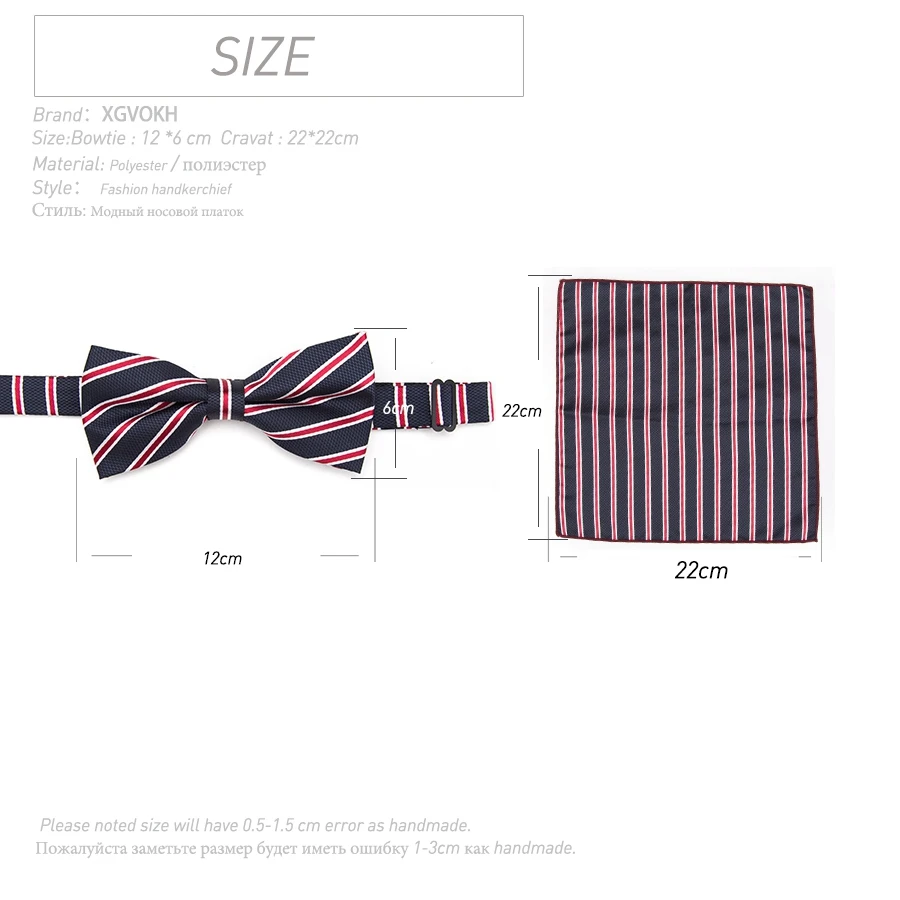 XGVOKH Bowtie Cravat Set Men Handkerchief Butterfly Tie Striped Fashion Bow Ties Wedding Party Necktie Formal Dress Accessories
XGVOKH Bowtie Cravat Set Men Handkerchief Butterfly Tie Striped Fashion Bow Ties Wedding Party Necktie Formal Dress Accessories