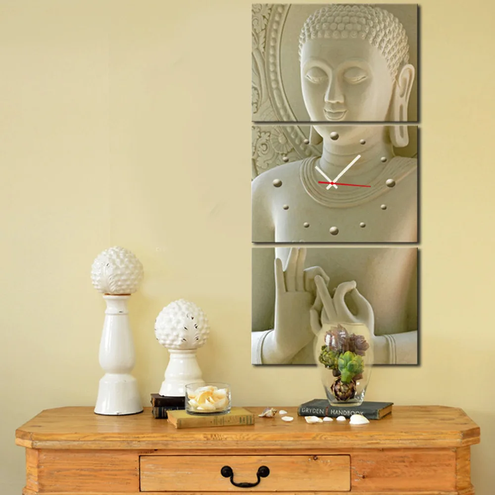 Бесплатная доставка E HOME Будда часы в холсте 3 шт настенные часы|buddha clock|canvas clockclock