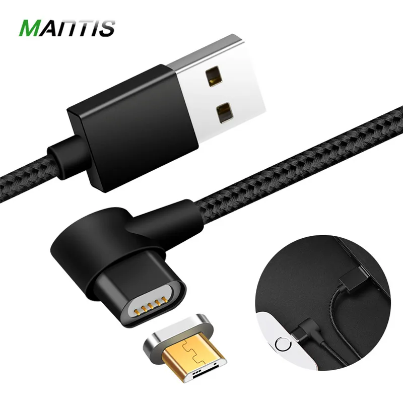 Магнитный кабель MANTIS 90 градусов 1 м для быстрой зарядки данных 2.4A Xiaomi Redmi 4X Note samsung