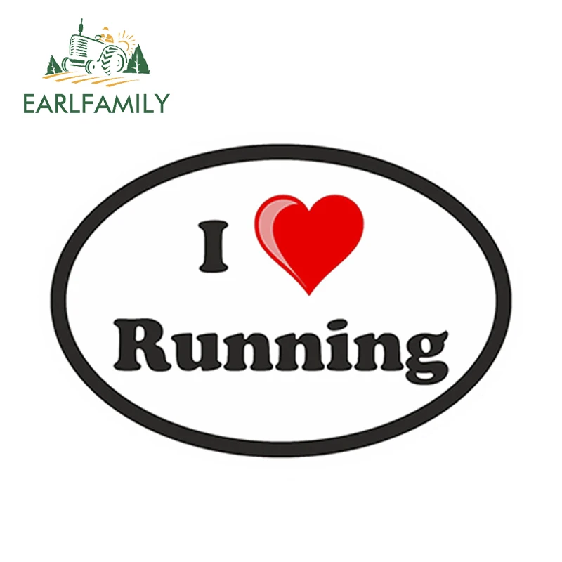 EARLFAMILY 13 см x 9 75 Стайлинг автомобиля Водонепроницаемая овальная наклейка I Love Running