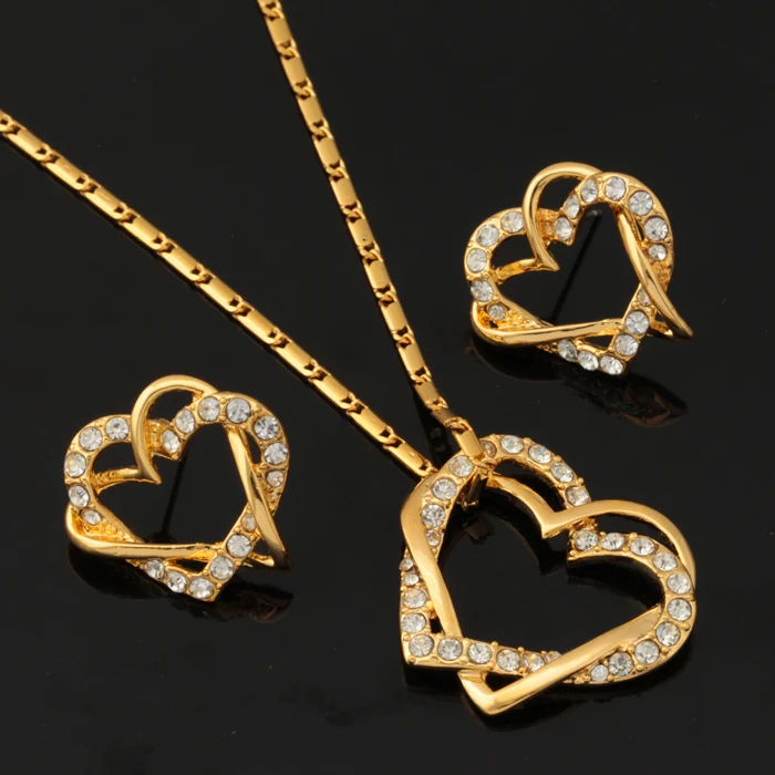 Heart Earrings And Necklace Set For Women Gold Color Rhinestone Pendant Romantic Gift Fashion Jewelry Sets Gold PE717
Heart Earrings And Necklace Set For Women Gold Color Rhinestone Pendant Romantic Gift Fashion Jewelry Sets Gold PE717