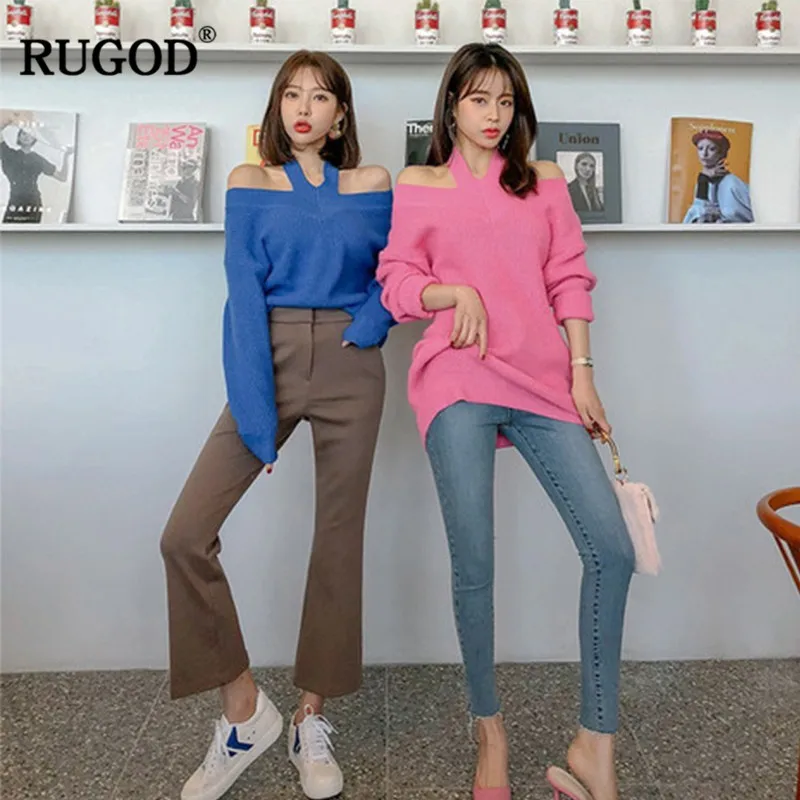 RUGOD 2018 New Autumn winter Vintage Style Sexyx off the shoulder Full Sleeve Long halter Pullovers Solid Casual women sweaters
RUGOD 2018 New Autumn winter Vintage Style Sexyx off the shoulder Full Sleeve Long halter Pullovers Solid Casual women sweaters
