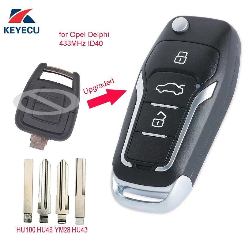 KEYECU Replacement Upgraded Flip Remote Car Key Fob 2 Button 433MHz ID40 for Opel Delphi Astra TS 1998-2004
KEYECU Replacement Upgraded Flip Remote Car Key Fob 2 Button 433MHz ID40 for Opel Delphi Astra TS 1998-2004