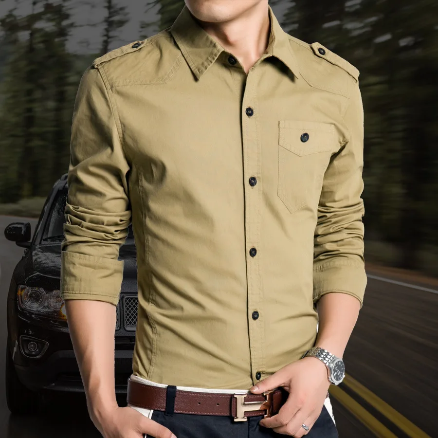 Men's Casual shirt Spring male long-sleeved Slim fashion dress shirts pocket military body fit man plus size M-4Xl Clothes
Men's Casual shirt Spring male long-sleeved Slim fashion dress shirts pocket military body fit man plus size M-4Xl Clothes