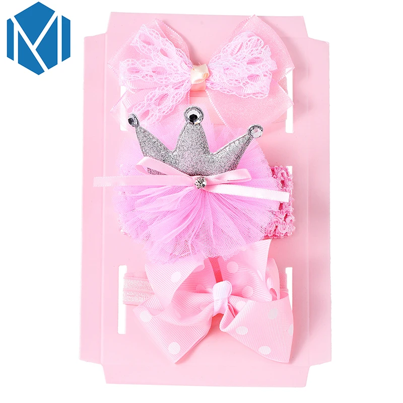 M MISM 3pcs/1 lot Newborn Kids Floral Headband Bow Girls Crown Hair Ropes Toddler Bands Party Tie Accessories | Украшения и