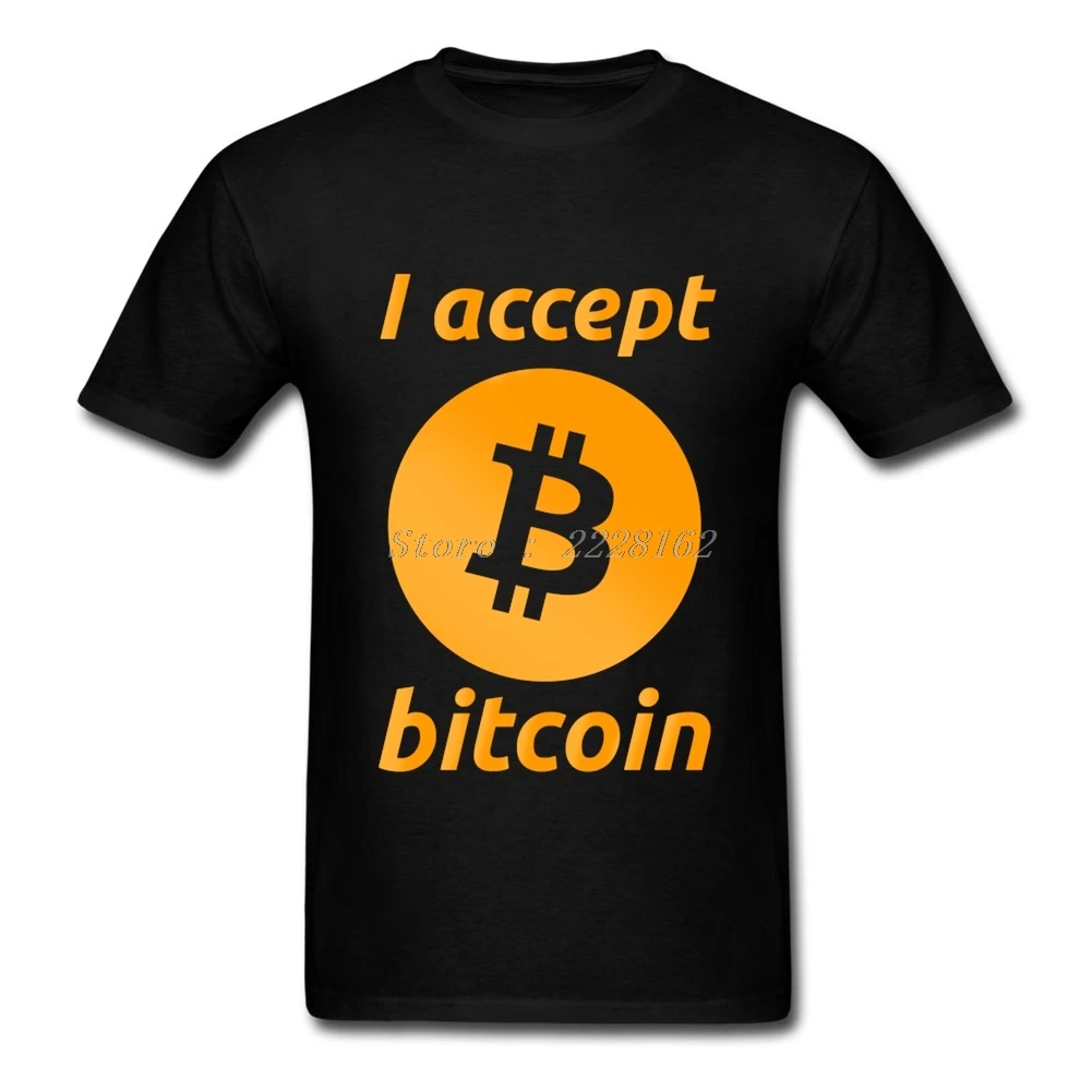 Печать Rap футболки Для мужчин Большие размеры я принимаю Bitcoin летние денежных