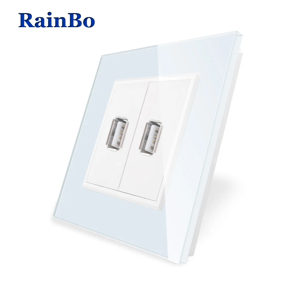 Rainbo Марка USB разъем Мощность Новый ЕС розетки Стандартный гнездо Кристалл Стекло