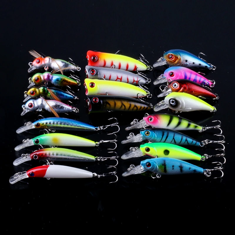 20pcs Artificial Fishing Lure Kit Minnow/Popper/Insect Crankbait Lure Set Mini Fishing Wobblers
20pcs Artificial Fishing Lure Kit Minnow/Popper/Insect Crankbait Lure Set Mini Fishing Wobblers