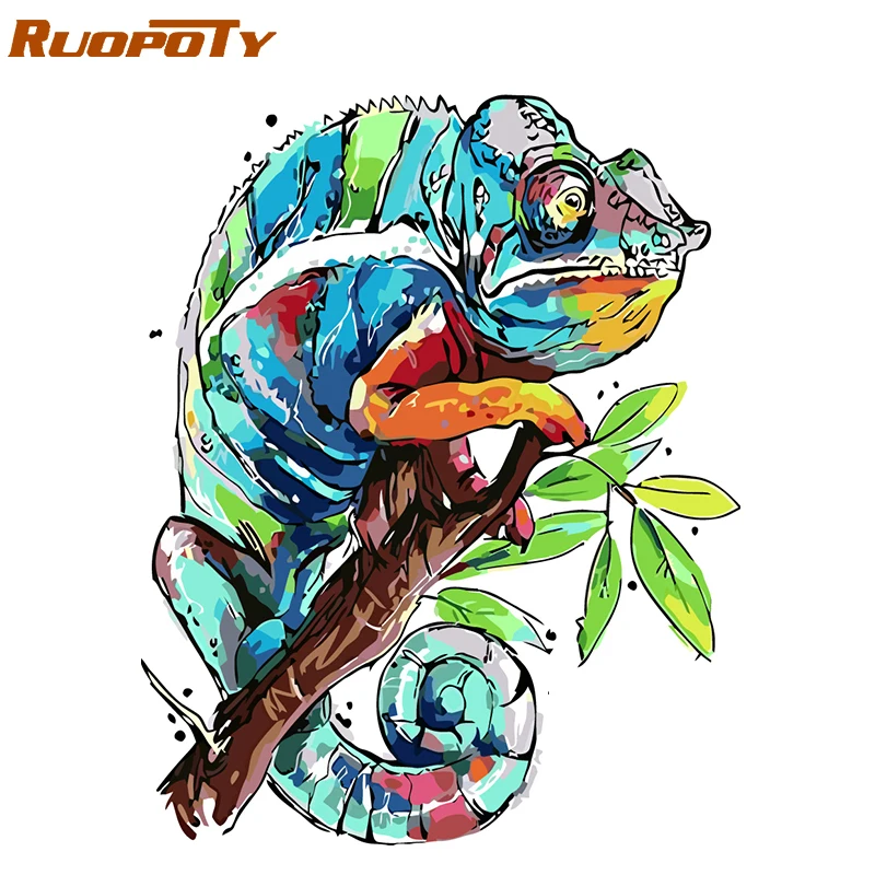 RUOPOTY рамка абстрактная лягушка DIY Набор для рисования по номерам Акриловая Краска