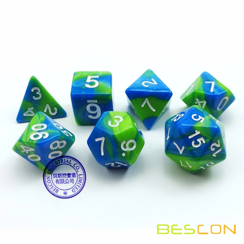 Bescon Gemini многогранные кости набор аквамарин двухтональный костей для ролевых игр
