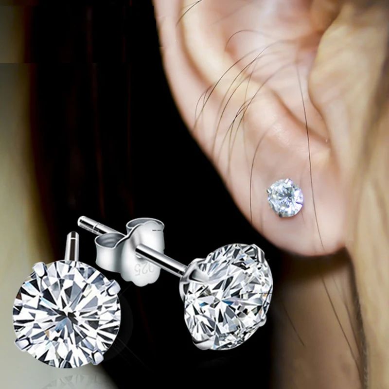 Authentic 925 Sterling Silver Simple 3mm 4mm 5mm 6mm 7mm 8mm Four Claws Zircon Stud Earrings For Women Men Gift Oorbellen
Authentic 925 Sterling Silver Simple 3mm 4mm 5mm 6mm 7mm 8mm Four Claws Zircon Stud Earrings For Women Men Gift Oorbellen