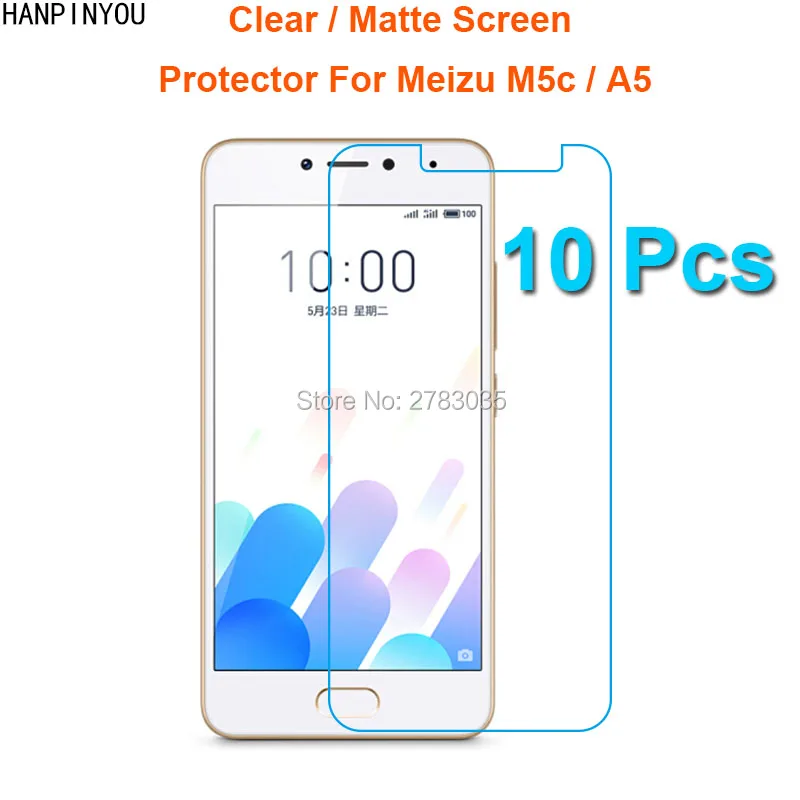 

10 шт./лот, для Meizu M5c/A5, 5,0 дюйма, HD Прозрачная/Антибликовая матовая защитная пленка для экрана (не закаленное стекло)