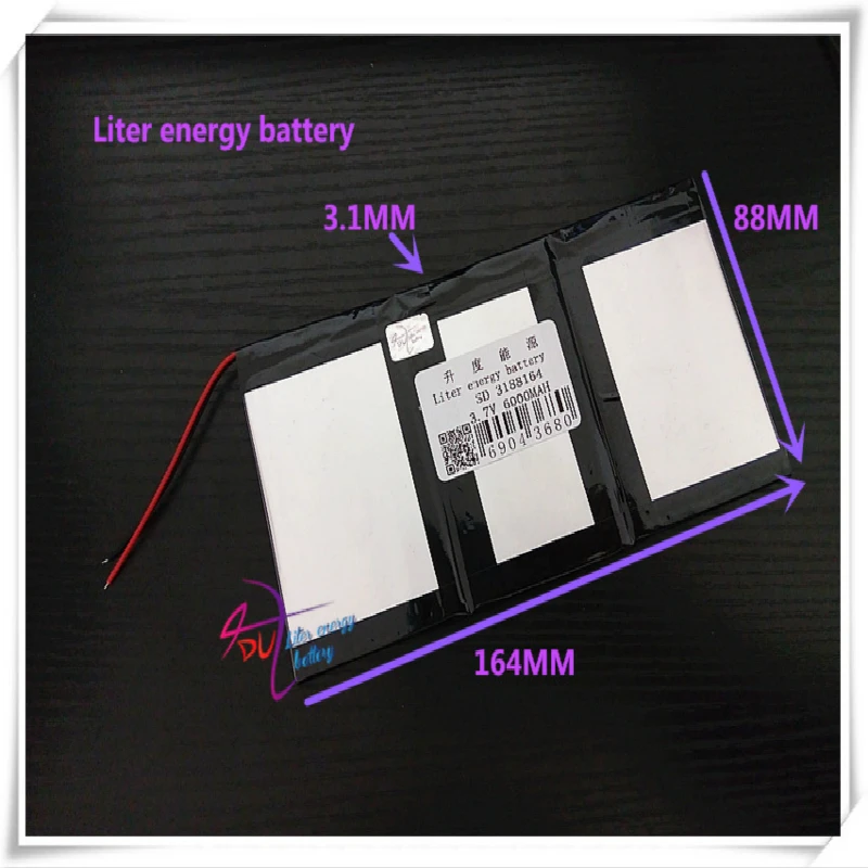 3.7V 6000mAH 3188164 ( polymer lithium ion / Li-ion battery ) for tablet pc phone speaker POWER BANK
3.7V 6000mAH 3188164 ( polymer lithium ion / Li-ion battery ) for tablet pc phone speaker POWER BANK