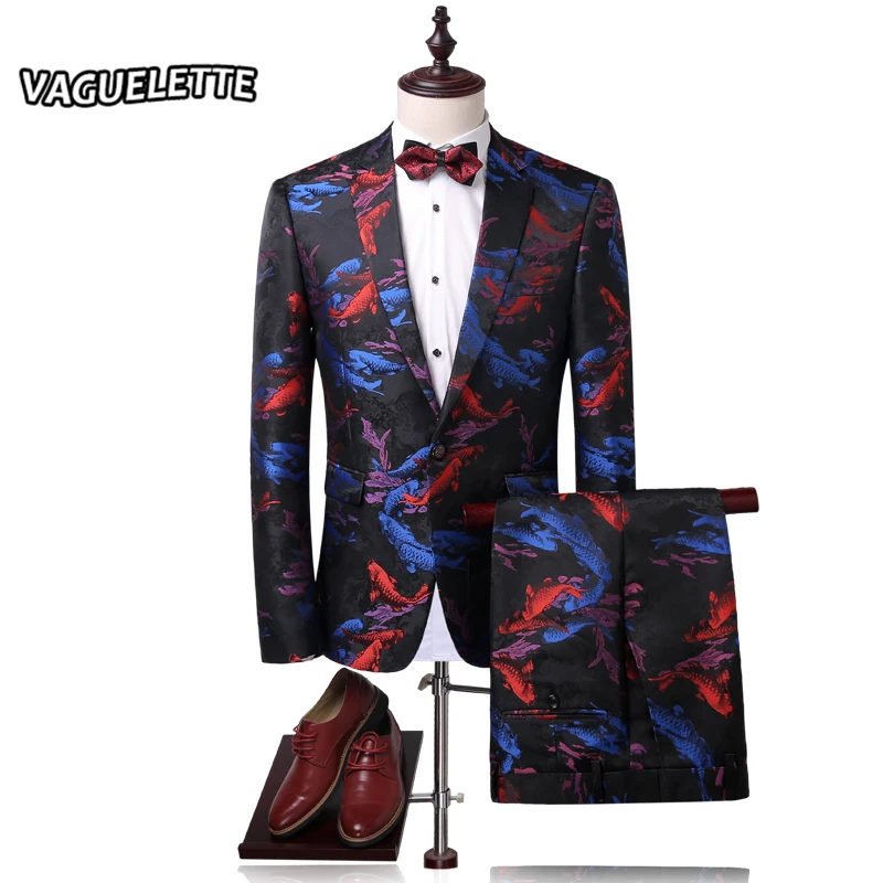 Stylish Printed Men Suit Slim Fit Koi Fish Pattern Chinese Style Stage Wear Vintage Mens Suits With Pants M-4XL (Blazer+Pants)
Stylish Printed Men Suit Slim Fit Koi Fish Pattern Chinese Style Stage Wear Vintage Mens Suits With Pants M-4XL (Blazer+Pants)