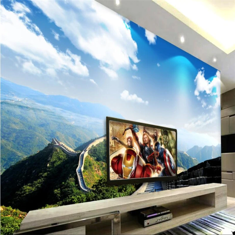 Beibehang пользовательский 3d обои голубое небо белые облака Великая стена мили фрекс