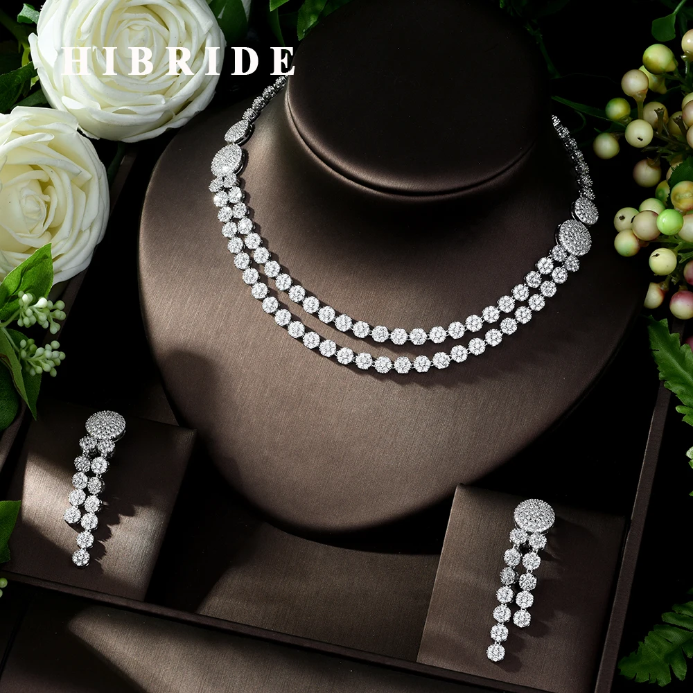 HIBRIDE New Sparking Round Shape Crystal Jewelry Sets With High Quality Cubic Zircon 2pcs Bridal Stone Women Jewelry Set N-993
HIBRIDE New Sparking Round Shape Crystal Jewelry Sets With High Quality Cubic Zircon 2pcs Bridal Stone Women Jewelry Set N-993