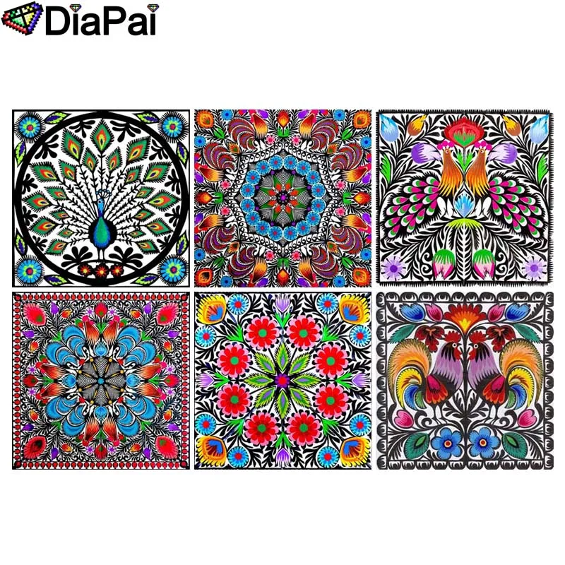 

DIAPAI Diamond Painting 5D DIY Full Square/Round Drill "Flower peacock Chicken scenery" 3D Embroidery Cross Stitch 5D Decor Gift