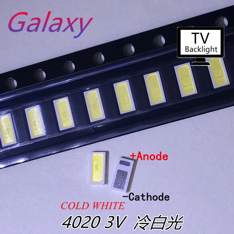 AOT LED 50 шт. подсветка 0 5 Вт 3 в 4020 48 лм холодный белый ЖК Подсветка для ТВ приложения