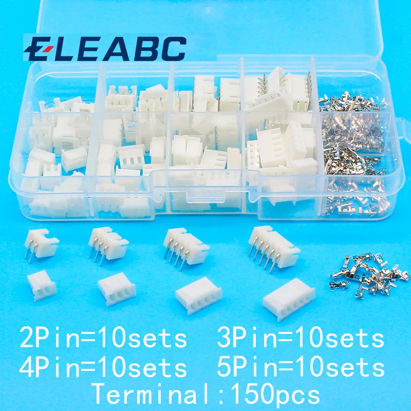 40 sets Kit in box 2p 3p 4p 5pin Right angle 2.54mm Pitch Terminal / Housing / Pin Header Connector Adaptor XH Kits
40 sets Kit in box 2p 3p 4p 5pin Right angle 2.54mm Pitch Terminal / Housing / Pin Header Connector Adaptor XH Kits