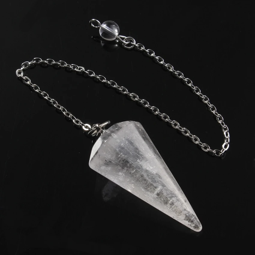 

100-Uniqe Natural Rock Crystal Stone Hexagon Pyramid Reiki Pendulum Pendant Charms Chakra Amulet European Fashionable Jewelry