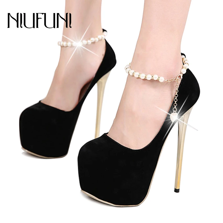 Retro Platform Pumps String Bead Chain Ankle Strap Ultra High Heels 16cm Sexy Dress Shoes Nightclub Party Wedding Pumps
Retro Platform Pumps String Bead Chain Ankle Strap Ultra High Heels 16cm Sexy Dress Shoes Nightclub Party Wedding Pumps