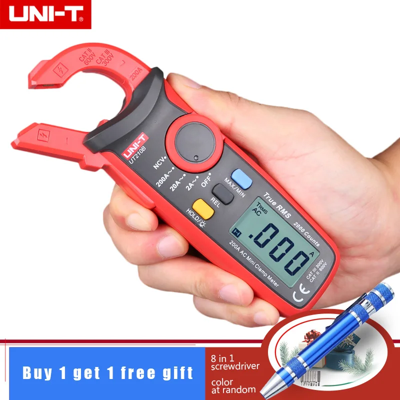 UNI-T UT210B Handheld True RMS 200A AC Mini Clamp Meters Ammeter with NCV professional multitester & 8 in 1 Screwdriver
UNI-T UT210B Handheld True RMS 200A AC Mini Clamp Meters Ammeter with NCV professional multitester & 8 in 1 Screwdriver