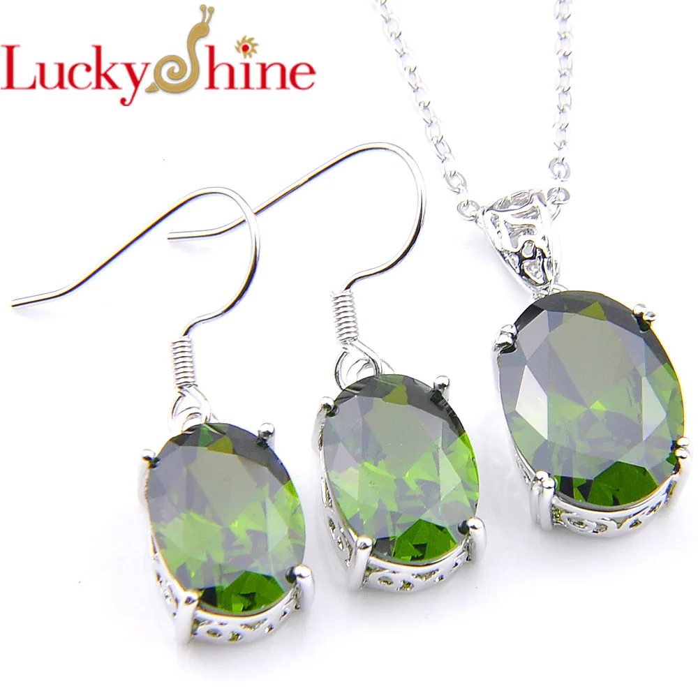 Luckyshine Mix 2PCS 1 Set Fire Classic Oval Shine peridot Crystal Cubic Zirconia Silver Pendants Earrings for Jewelry Sets
Luckyshine Mix 2PCS 1 Set Fire Classic Oval Shine peridot Crystal Cubic Zirconia Silver Pendants Earrings for Jewelry Sets