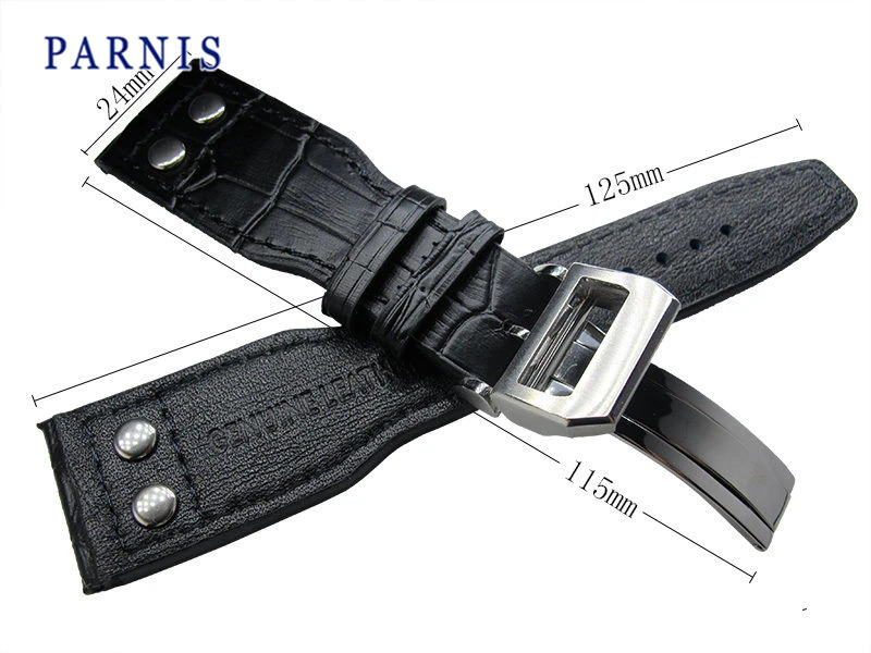 24mm Black Genuine Leather Watchband Parnis New Watch Strap Deployment Buckle, Watch Accessories Leather Watchbands for Watch
24mm Black Genuine Leather Watchband Parnis New Watch Strap Deployment Buckle, Watch Accessories Leather Watchbands for Watch