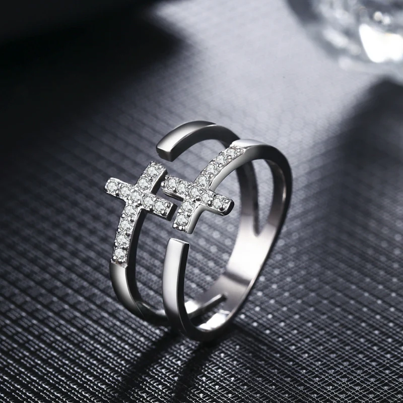 Temperament Hollowed-Out Double Cross Ring CZ Zircon Stones Ring for Women Fashion Jewelry Trendsetter Opening Ring Wholesale
Temperament Hollowed-Out Double Cross Ring CZ Zircon Stones Ring for Women Fashion Jewelry Trendsetter Opening Ring Wholesale