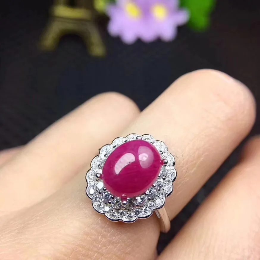 

Ruby ring Free shipping Natural real ruby 925 sterling silver Fine handworked jewelry 7*9mm gem