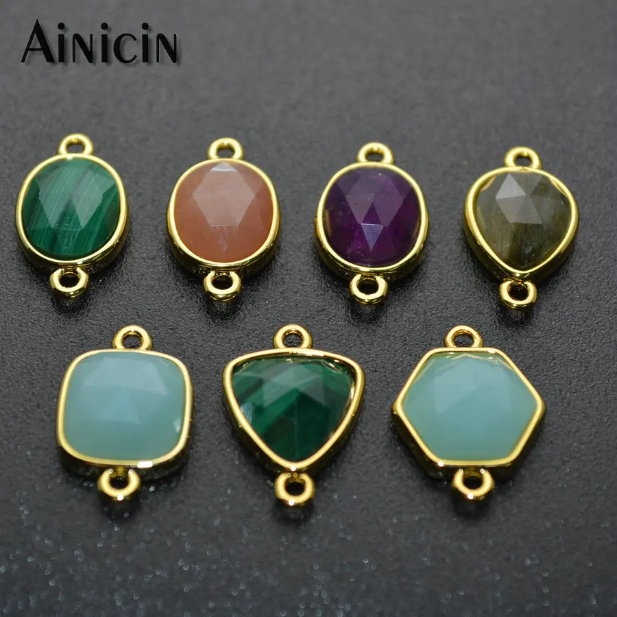 10pcs Natural Semi-precious Stone Gold Circle Facet Oval Pear Hexagon Triangle Shape DIY Jewelry Making Connectors
10pcs Natural Semi-precious Stone Gold Circle Facet Oval Pear Hexagon Triangle Shape DIY Jewelry Making Connectors