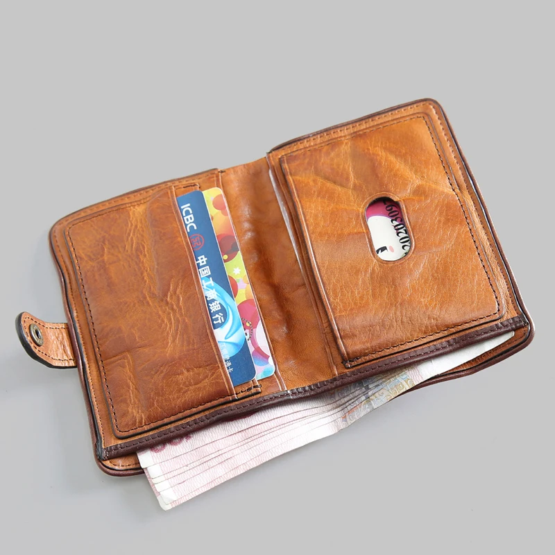 Luxury Brand Design Handmade Vegetable Tanned Genuine Leather Men Wallet Male Vintage Cowhide Short Wallets Purse Card Holder 
Luxury Brand Design Handmade Vegetable Tanned Genuine Leather Men Wallet Male Vintage Cowhide Short Wallets Purse Card Holder