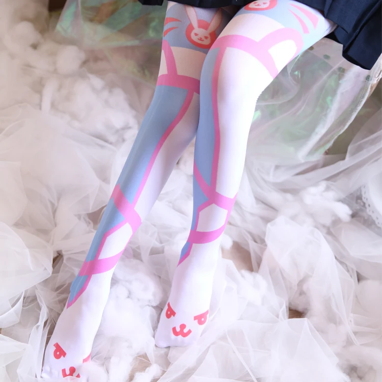 Японские Женские длинные носки OW DVA D.va плотные теплые шелковые чулки и колготки в