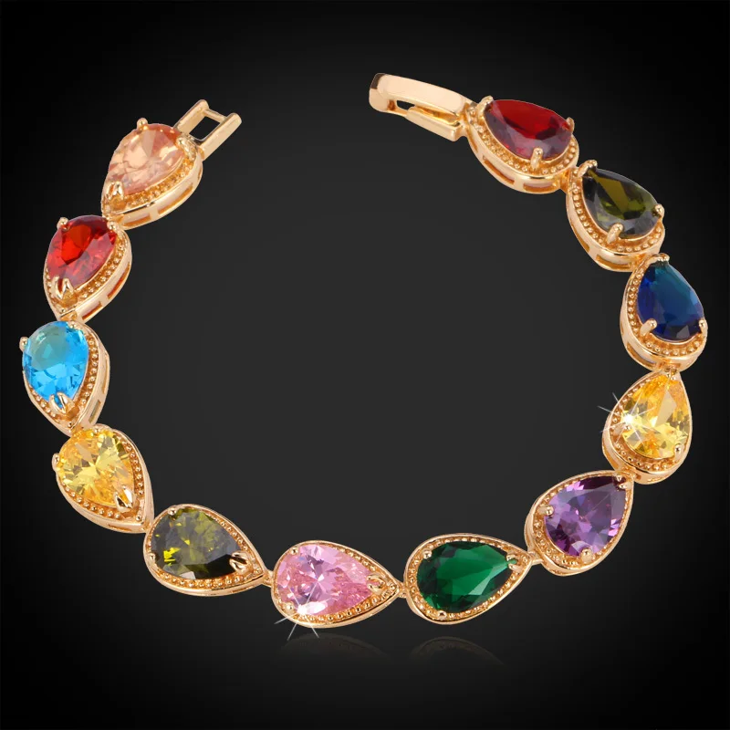 Bracelets For Women Party Jewelry Gift Water Drop Gold Color Bangle AAA Cubic Zirconia Colorful Crystal Charm Bracelet H400
Bracelets For Women Party Jewelry Gift Water Drop Gold Color Bangle AAA Cubic Zirconia Colorful Crystal Charm Bracelet H400