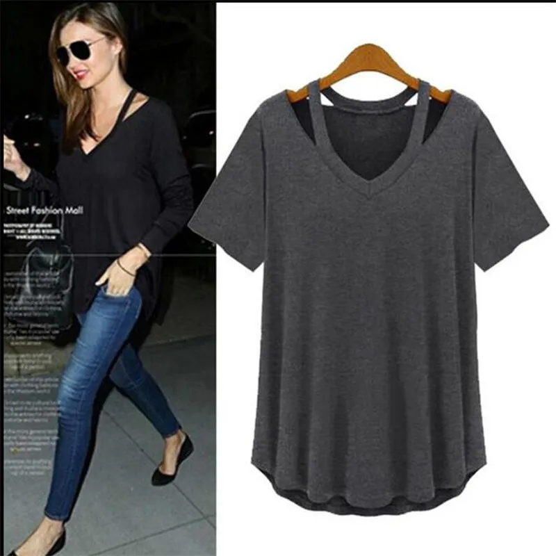 2020 Women Summer Fashion Short Sleeve T-Shirts Fashion Sexy V Neck Knitted Shirt Casual Female Solid Hollow Out Plus Size Tee
2020 Women Summer Fashion Short Sleeve T-Shirts Fashion Sexy V Neck Knitted Shirt Casual Female Solid Hollow Out Plus Size Tee