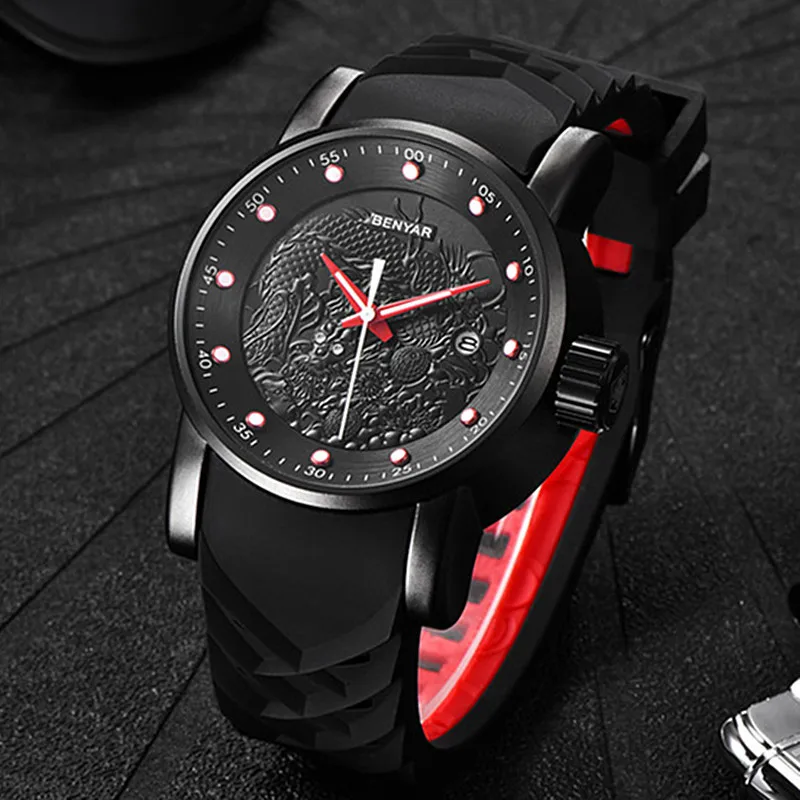 BENYAR Unique Design Luxury Top Brand Watch Men Fashion Chinese Dragon Calendar Quartz Silicone Strap Watches Relogio Masculino
BENYAR Unique Design Luxury Top Brand Watch Men Fashion Chinese Dragon Calendar Quartz Silicone Strap Watches Relogio Masculino