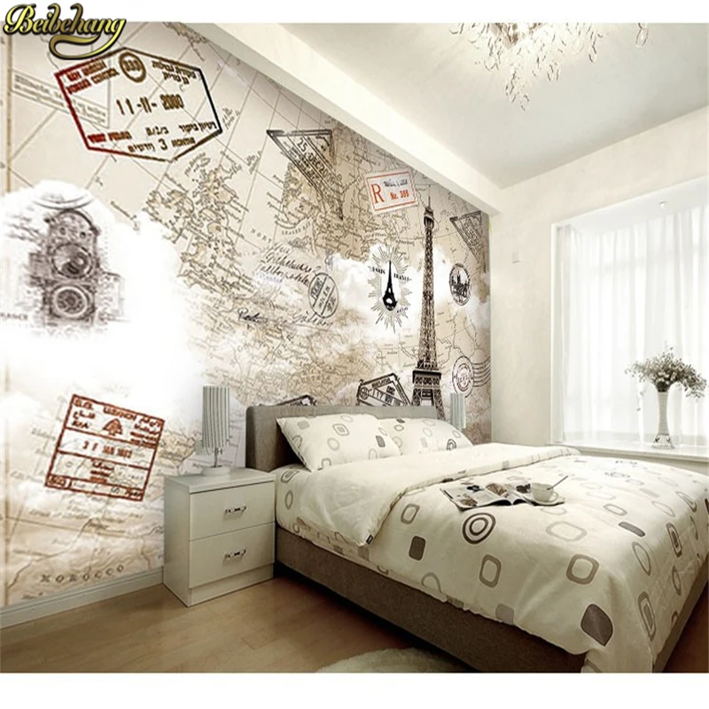 

beibehang Eiffel Tower map background wall paper silk cloth 3d wallpaper seamless mural any size murals photo wallpaper roll