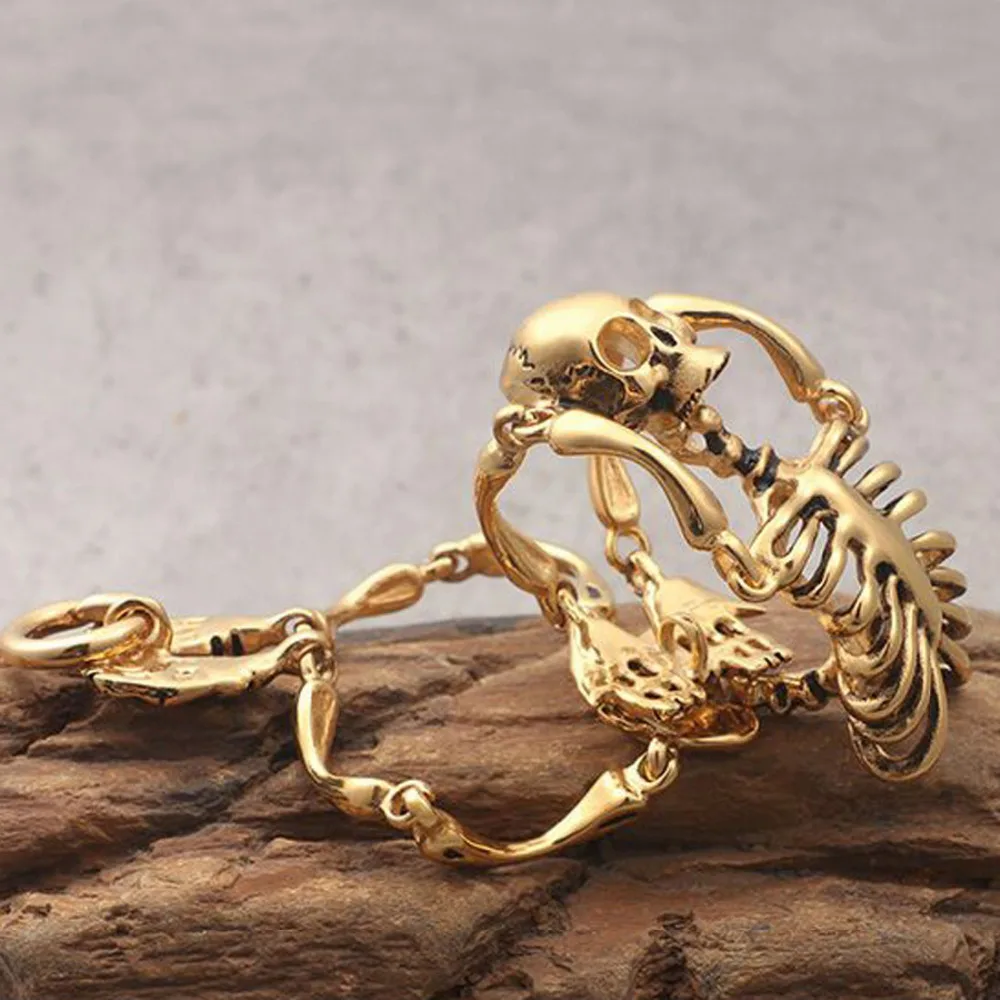 New Arrival Mens Gothic Gold Color Stainless Steel Skeleton Skull Bangle Bracelet 8.26"
New Arrival Mens Gothic Gold Color Stainless Steel Skeleton Skull Bangle Bracelet 8.26"