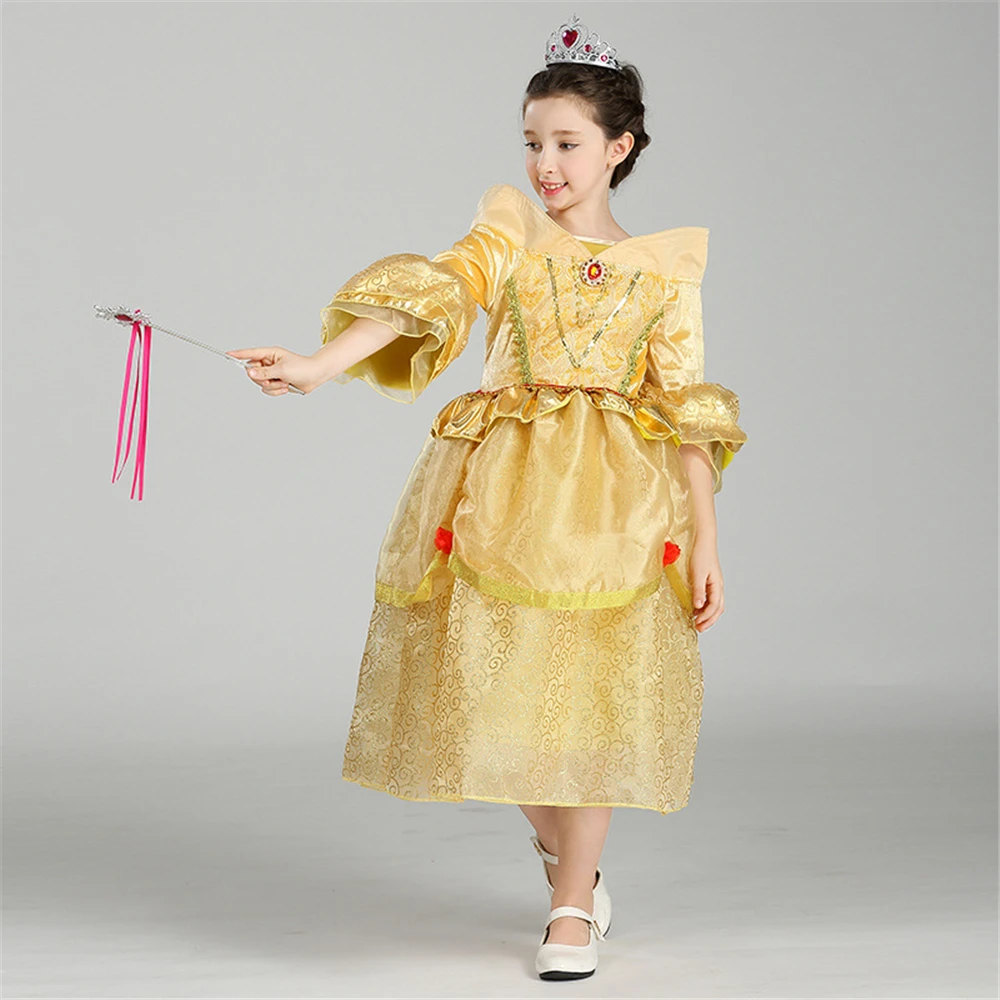 Halloween Beauty and the Beast Costume Child Girls Princess Belle Dress Gorgeous Flare Sleeve Ruffle Dresses Birthday Party
Halloween Beauty and the Beast Costume Child Girls Princess Belle Dress Gorgeous Flare Sleeve Ruffle Dresses Birthday Party