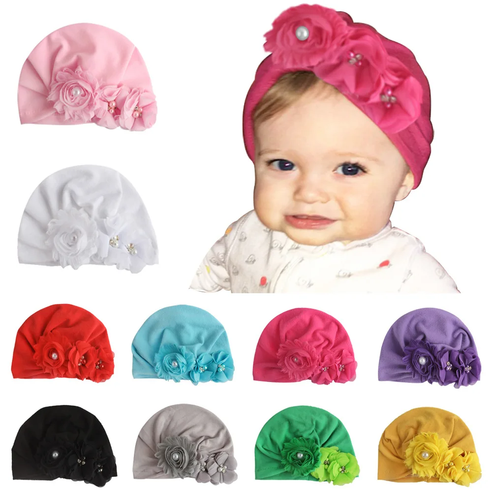 New Infant Newborn Caps with Pearl Chiffon Flowers Cotton Blend Kont Turban Beanie Hat Shower Gifts Baby Hair Accessories
New Infant Newborn Caps with Pearl Chiffon Flowers Cotton Blend Kont Turban Beanie Hat Shower Gifts Baby Hair Accessories