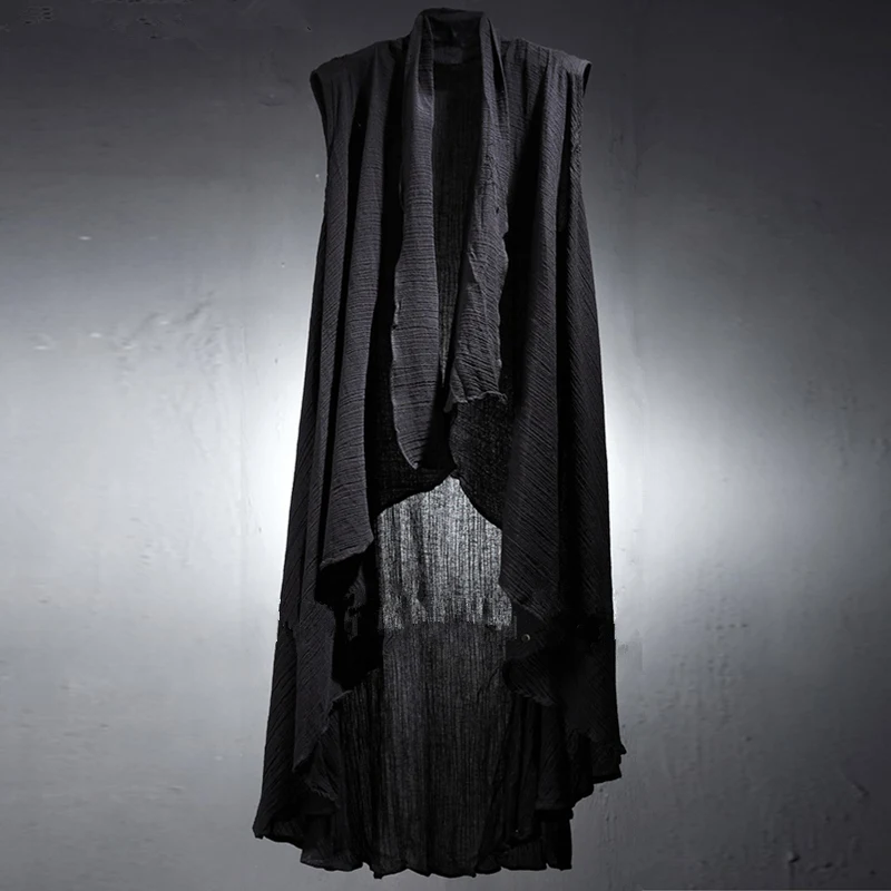 Summer Men's Black Sleeveless Long Coat Vest Linen Open Stitch Outwear Cloak Gothic Thin F18
Summer Men's Black Sleeveless Long Coat Vest Linen Open Stitch Outwear Cloak Gothic Thin F18