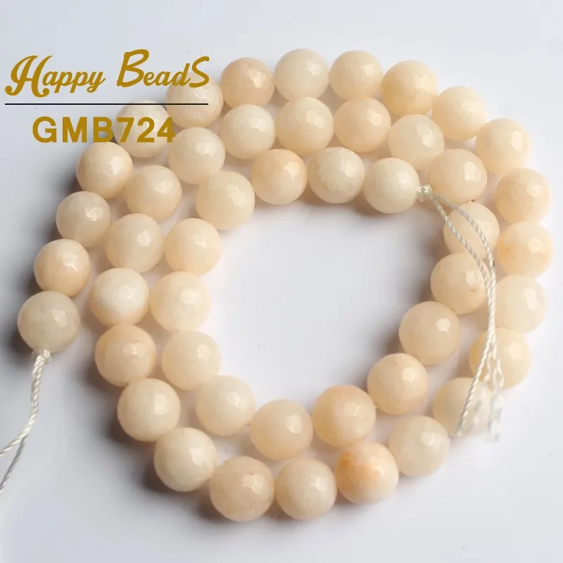 Faceted White Stone Beads Chalcedony Round Loose Spacer For Jewelry Making DIY Bracelet Necklace 15''Inch 4/6/8/10/12 mm | Украшения