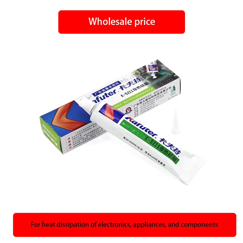 Wholesale 10pcs/lot Kafuter Thermal grease K-5211 electrical components heat sink CPU fill coating thermal conductivity 1.2
Wholesale 10pcs/lot Kafuter Thermal grease K-5211 electrical components heat sink CPU fill coating thermal conductivity 1.2