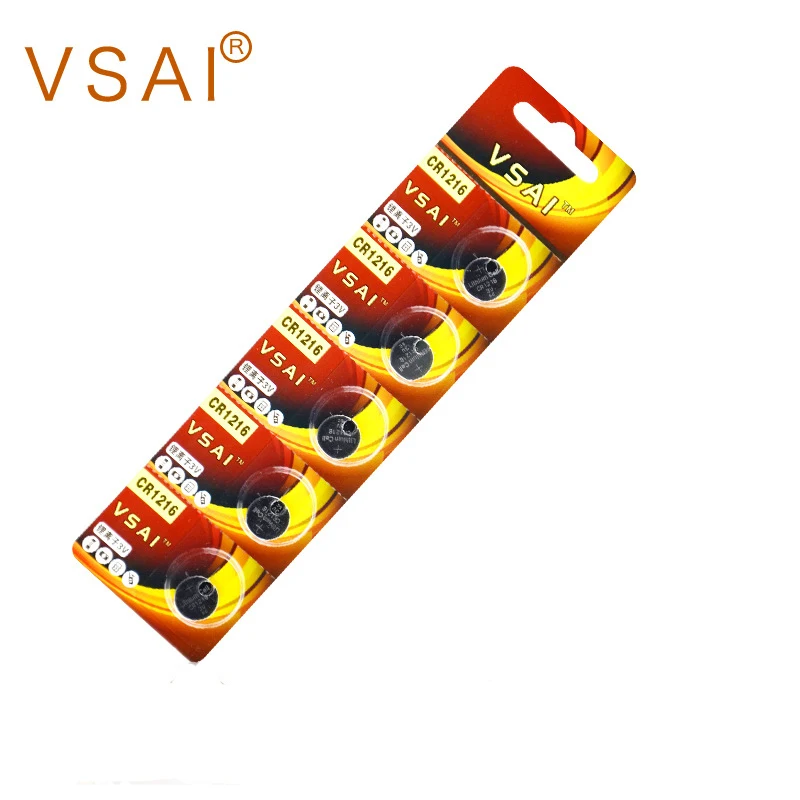 5x VSAI CR1216 кнопочные аккумуляторы 3В Монетный Аккумулятор для часов автомобиля с