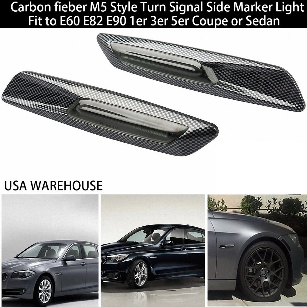 2PCS Led Waterproof Indicator Lamp Easy Install Car PC Durable Smoke Side Marker Light Energy Saving For BMW E39 E60 E61 | Автомобили и