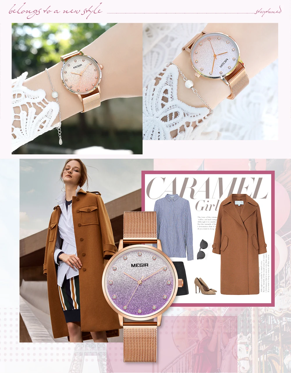 MEGIR Fashion Dress Women Watch Quartz Clock Crystal Decoration RG Mesh Strap Urban Modern Ladies Top Brand Luxury Wristwatches | Наручные