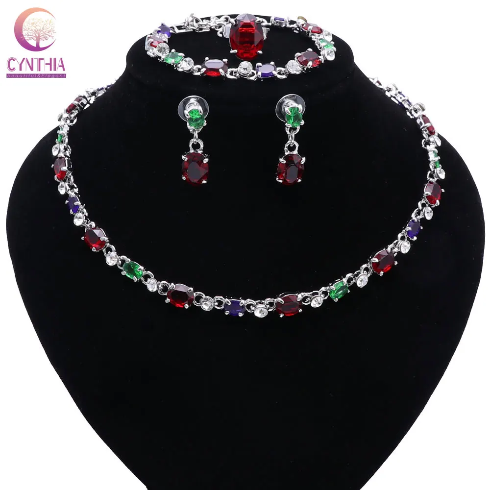 African Jewelry Sets Crystal Zircon Earrings Necklace Earring Ring Bracelet Accessories Wedding Bridal Jewelry Sets
African Jewelry Sets Crystal Zircon Earrings Necklace Earring Ring Bracelet Accessories Wedding Bridal Jewelry Sets