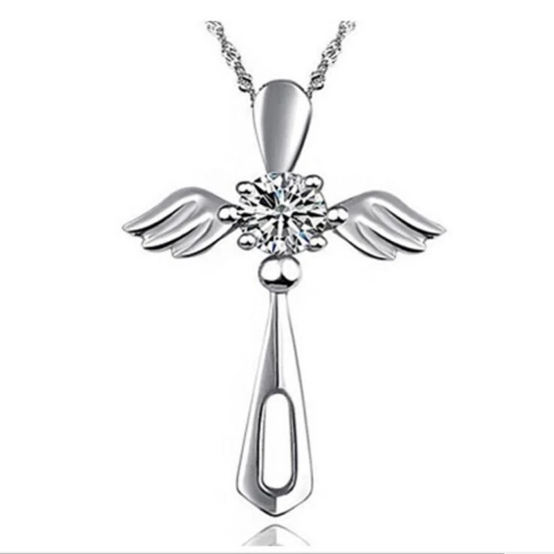 New Real 925 Sterling Silver Classic Fashion White Cubic Zirconia Angel Wing Cross Pendant Necklaces For Women Antiallergic
New Real 925 Sterling Silver Classic Fashion White Cubic Zirconia Angel Wing Cross Pendant Necklaces For Women Antiallergic